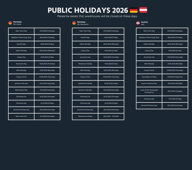 public holidays AT DE